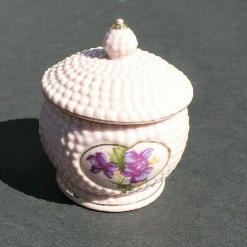 VTG Purple Porcelain HB Bubbled Flower Mini Table Top Sugar Dish